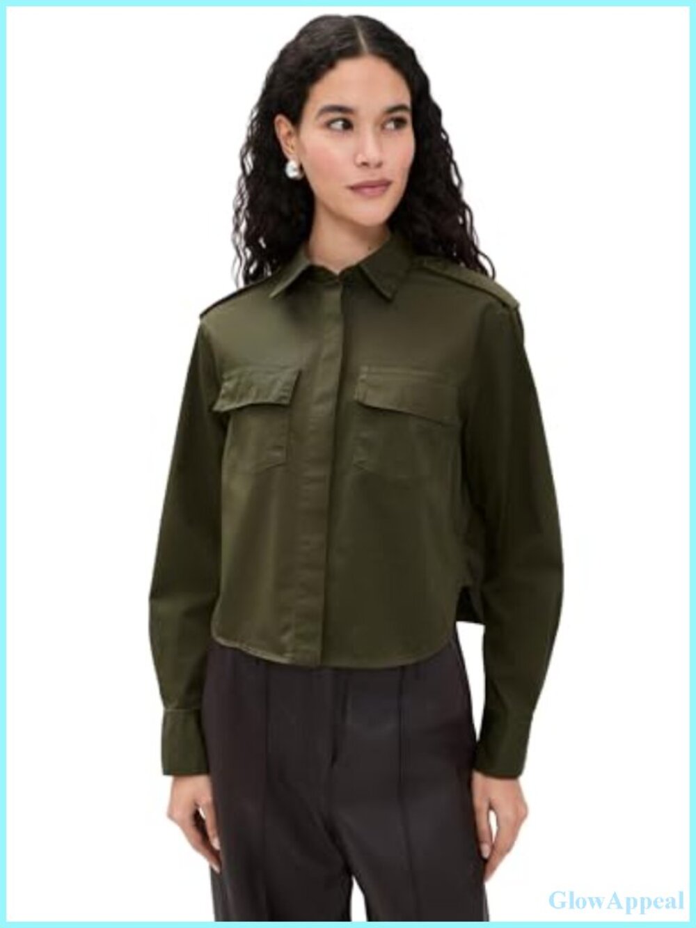 ALC Nico Top Boxy Fit Long Sleeve Collared Button Down Blouse
